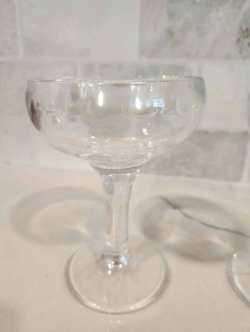 Iridescent Glass Champagne Coupe Glasses Set Of 2